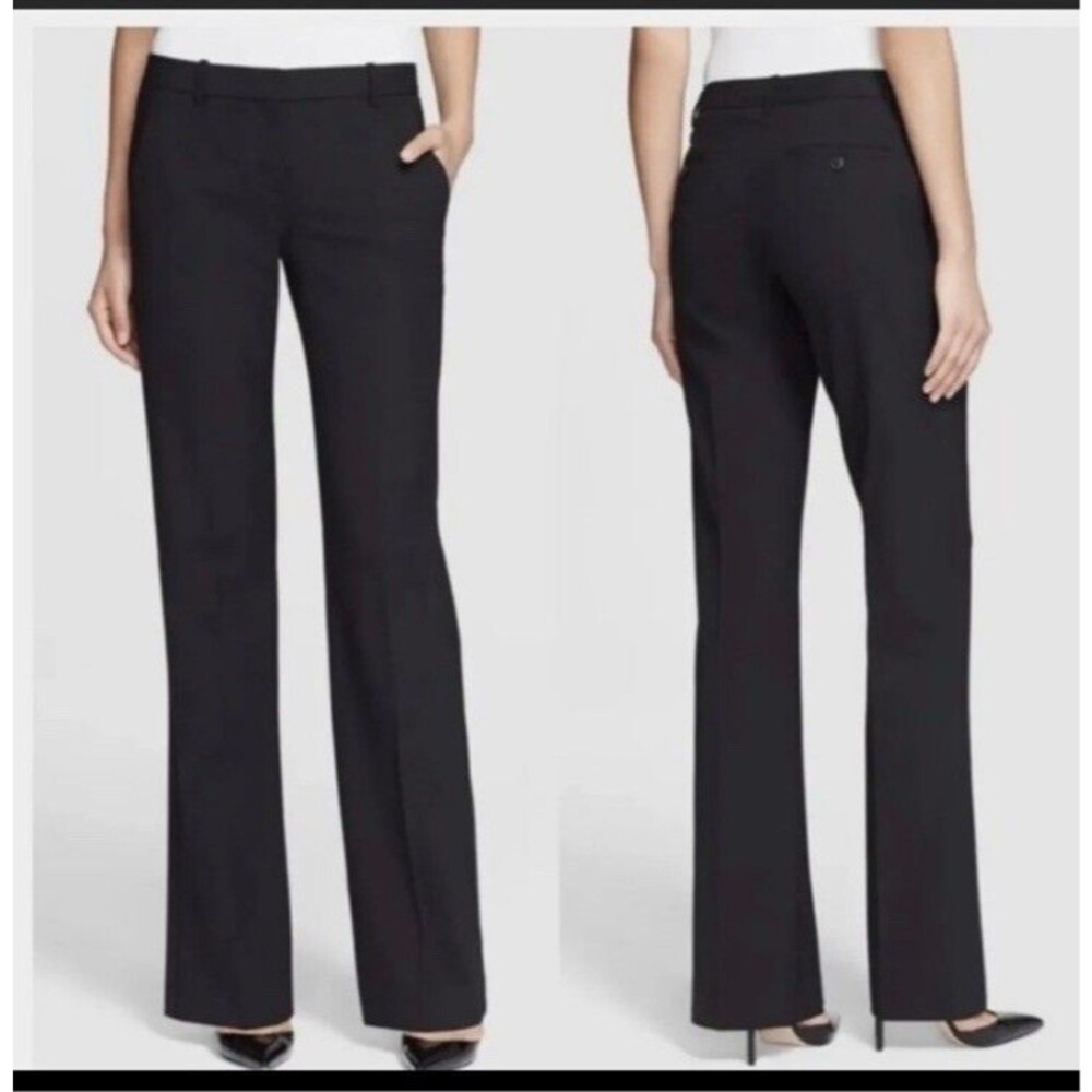 NWT Theory Pants Trousers 12 $235 Black Emery Wide Leg Flare Wool USA Career